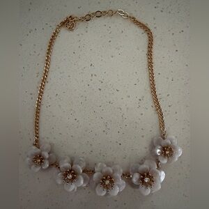 Lilly Pulitzer Gold Chain Necklace with White Flower Accents NWOT